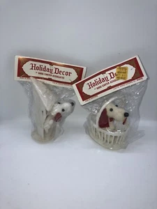 VTG Snoopy Dog Sugared Plastic Christmas Ornament Hong Kong MIP 5” B - Picture 1 of 2