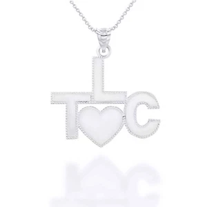 Collar colgante corazón "TLC" de plata de ley 925 tierno cuidado amoroso - Imagen 1 de 5