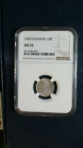 1929 Canada TEN CENTS NGC AU55 SILVER 10C Coin PRICED TO SELL NOW! 