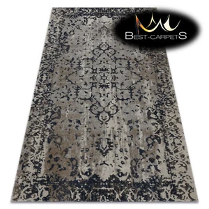 Modern designer outdoor Rug MUNDO ornament frame beige black balcony easy clean - Picture 1 of 6