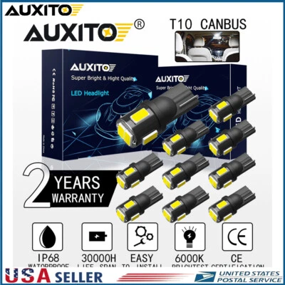 10 AUXITO T10 168 194 LED License Plate Dome Light Bulb 6000K White Error Free M - Image 1 of 4