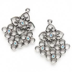 2 Antiqued Silver Pewter Square Made with Swarovski AB Crystals * - Bild 1 von 1