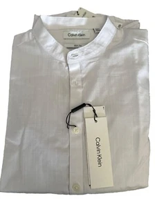 Camisa de vestir Calvin Klein para hombre ajustada blanca manga larga talla 14 (nueva con etiquetas) - Imagen 1 de 5