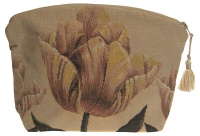 French Woven Orange Tullip Purse Tapestry Handbag Ideal as Cosmetic,Toiletry Bag - Image 1 of 3