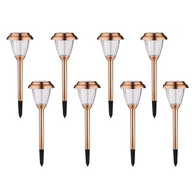 Solar Lights Outdoor Pathway - 8 Pack Copper Garden Walkway Lights Solar Powe... - Image 1 of 4