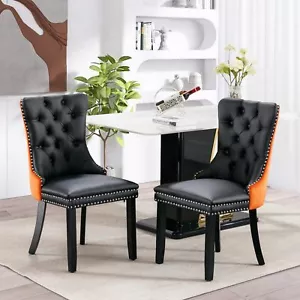 2/4/6/8 Leather Dining Chair Set Kitchen High Back Upholstered Room w/ Wood Leg - Picture 1 of 186