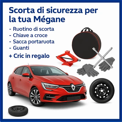 Reserverad 5-Loch 17 Zoll Renault Megane Mit Wagenheber Set + Schlüssel Tasche - Bild 1 von 4