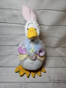 "Felpa de pato blanca de tela Joann de colección con orejas de conejo y atuendo 18"" - felpa de Pascua" - Imagen 1 de 12