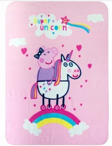 Peppa Pig Fleece Überwurf Decke 100 x 140 cm Einhorn & Regenbogen - Bild 1 von 1