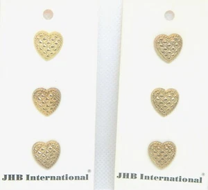 JHB Quilted Hearts Buttons (6) 1/2 in - Picture 1 of 1