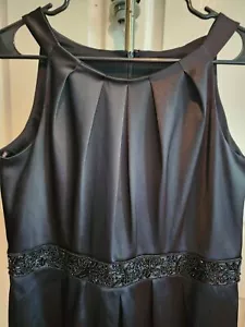 Gorgeous CACHET Black SATIN Sheath Evening DRESS Beaded Waist sz10 Gr8 Condition - Picture 1 of 5