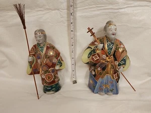 Japanese Hand Painted Kutani Jotomba Couple Porcelain Takasago Kimono Okimon - Picture 1 of 13