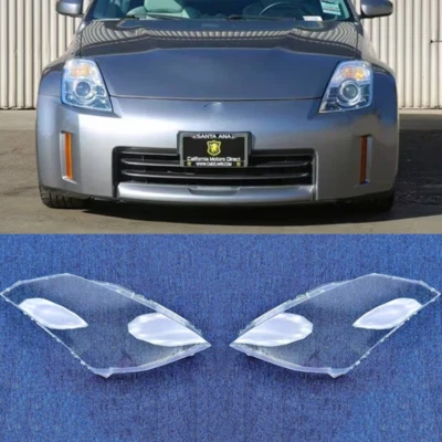 2PCS Headlights Replace Shell For Nissan 350Z 2003-2009 Headlamps Lens Cover - Image 1 of 4