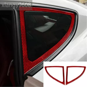 2×Red Carbon Fiber Rear Window Frame Trim for Porsche 718 Boxster Cayman 2016-22 - Foto 1 di 12