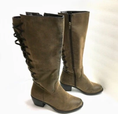 Nicole Women’s Boots Brown Faux Suede Side Zip + Back Lace Size 5.5 M - Image 1 of 4