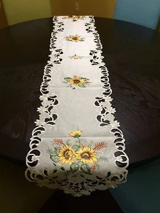 Ropa de cama de otoño con flor amarilla girasol topper corredor decoración de cena - Imagen 1 de 2