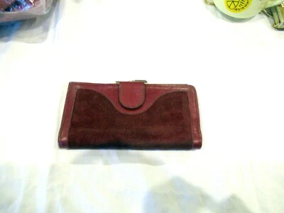Pierre Cardin Boutique burgundy red leather and suede wallet, c. 1980s - Image 1 of 4