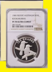 1989 Australia Kookaburra   .999 Silver NGC PF 70 VERY RARE POP 4 - Picture 1 of 3