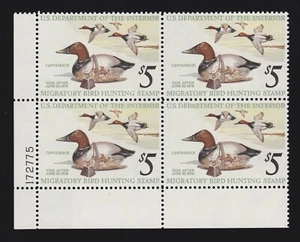 US RW42 1975 $5 Duck Stamp Mint LL Plate #172775 Block of 4 XF OG NH SCV $65 - Picture 1 of 2