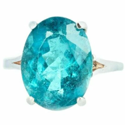 Anillo único de plata de ley 925 con turmalina indicolita de 7,90 quilates azul glorioso raro Foto 1 de 4