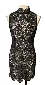 GRACIA Dress Black Small 2 4 6 Lace Mock Neck Sheath Party Cocktail Holiday NWT - Picture 1 of 6