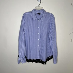 Who What Wear Women's XXL Long Sleeve Button Front Tasseled Hem Blouse New - Picture 1 of 7