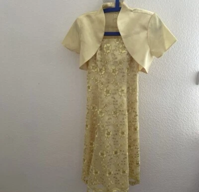 Abendkleid, Ballkleid, Cocktailkleid,  Bestick Gelb Hochzeit Kleid Mit Bolero - Bild 1 von 4