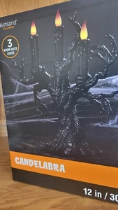 Ashland 12" LED gruseliger Baum schwarzer Kandelaber flackernde Lichter neu - Bild 1 von 2