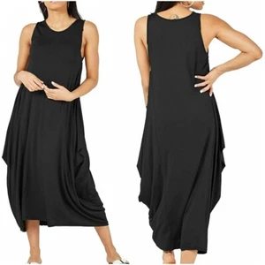 Para mujer Lagen look vestido paracaídas sin mangas Midi Maxi elástico túnica larga torso - Imagen 1 de 19