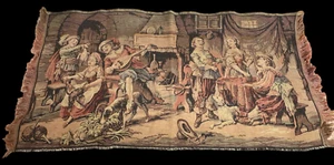 Tapestry Wall Hanging 3Ft Large European French Romantic Victorian Antique Dogs - Picture 1 of 15