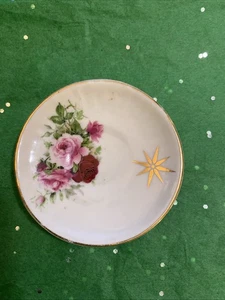 Antique Mini Porcelain Tea Set Plate Roses Gold Lemay 2.5” - Picture 1 of 4