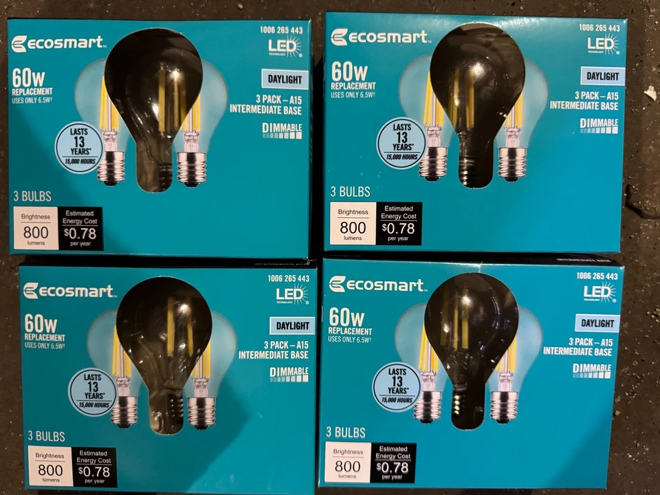 (3-Pk) LED Vintage Edison Light Bulb Daylight 60W Equivalent A15 Dimmable X4 - Image 1 of 1