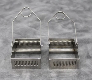 Lot of 2 20-Place Stainless Steel Laboratory Slide Staining Racks with Handle - Picture 1 of 3