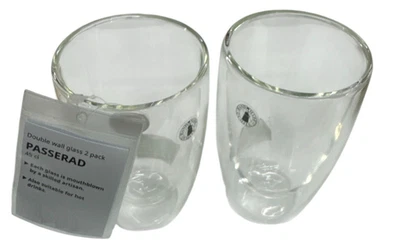 Nueva taza de vidrio de doble pared IKEA PASSERAD 45 cl (15 oz) 805,402,93 g Foto 1 de 4