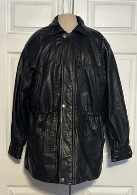 Abrigo aislante de cuero negro vintage Wilsons The Leather Expert para hombre Foto 1 de 4