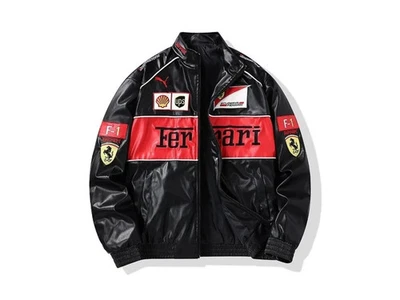 Ferrari F1 Scuderia Racing Jacket Vintage Leather Embroidered Motorsport Unisex - Image 1 of 4