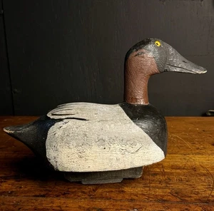 Vintage Canvasback Drake Duck Decoy Circa 1930S Carver Unknown Glass Eye - Picture 1 of 9