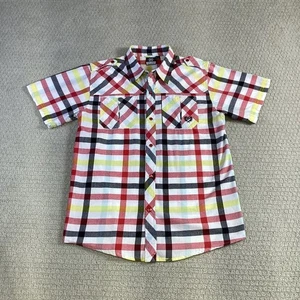 Phat Farm kariertes Hemd mit Knopfleiste Jugend XL rot gelb schwarz kurzarm - Bild 1 von 6