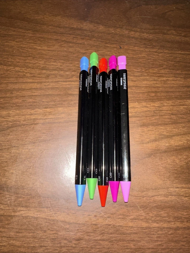 Lote de 5 lápis de cor mecânicos Zebra Zensations cores sortidas - Imagem 1 de 1