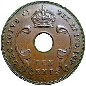 1941 EAST AFRICA 10 CENTS COIN - # 83/6/24 - Picture 1 of 3