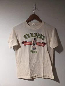 Vintage 80s Trapper Beer Imported Canadian Beige Medium T-Shirt - Picture 1 of 6