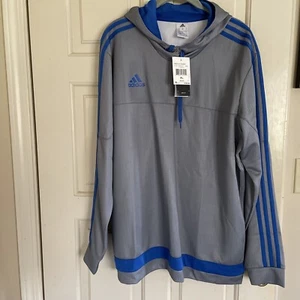 ADIDAS TORO GREY AND BLUE STRIPE HOODIE SIZE XL - Picture 1 of 4
