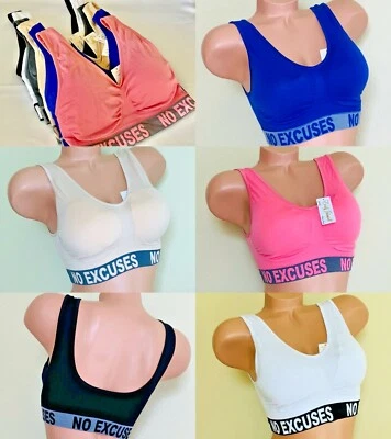 VIOLA'S SECRET Lot 3-6 Women's Sports Bras Yoga Activewears Workout Gym Top PLUS No Excuse 4003