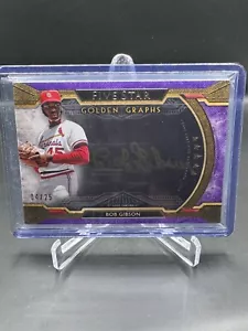 2018 FIVE STARS! BOB GIBSON! ON-CARD GOLD AUTO! #/25! PURPLE! CARDINALS! - Picture 1 of 2