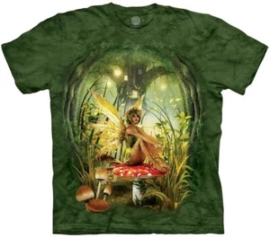 Fairy Toadstool Green Winged Woman Fantasy T-Shirt Mountain Angel Cotton S-5X - Picture 1 of 4