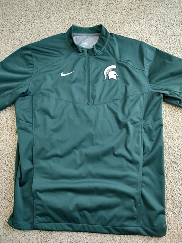 Nike Michigan State Spartans Pullover Men's L Green 1/4-Zip Short Sleeve Cover