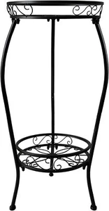 Metal Plant Stand 2 Tier Indoor Outdoor, Tall Flower Pot Shelf Black - Picture 1 of 6