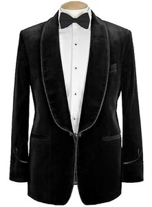 Mens Black Velvet Smoking Jacket Evening Party Wear Dinner Blazer Frogging Coat - Picture 1 of 4