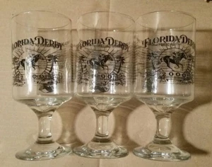 Set (3) Florida Derby 2000 GALLERY OF CHAMPIONS Drink Glass Gulfstream Park NEW! - Picture 1 of 9