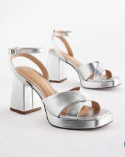 Silver Forever Comfort Flare Platform Sandals UK8